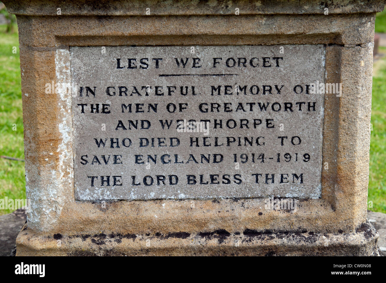 War memorial in St. Peter`s churchyard, Greatworth, Northamptonshire, UK Stock Photo